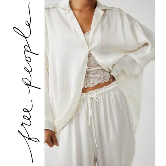 Free People Dreamy Days PJ's Silky Sz L - Picture 1 of 4